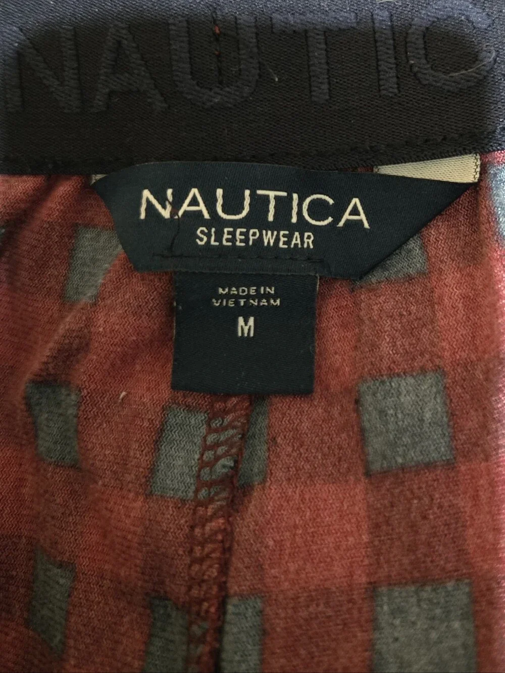 Nautica Men's Red and Black Plaid Lounge Pants